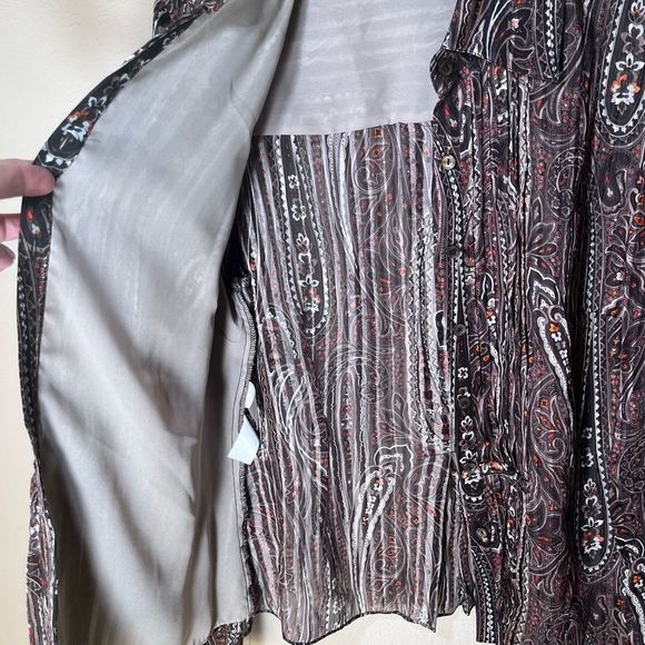 Blouse Jones New York Collection Silk button/up long sleeve semi lined sz 12 top - Picture 8 of 8